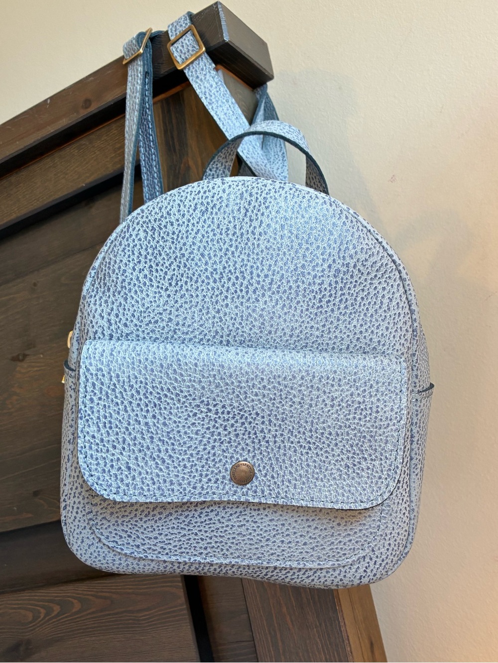 Portland Leather mini snap backpack in Fog😶🌫️